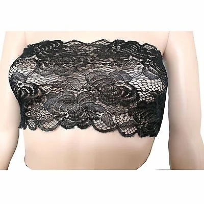 £3.99 • Buy New Women Black Lace Strapless Boob Tube Bandeau Crop Vest Top Bra Bralette 