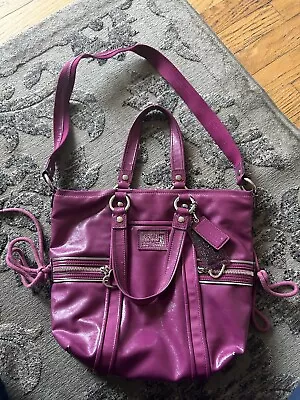 Coach Poppy Daisy Glam Berry Glam Small Patent Leather Tote Shoulder Bag  • $40