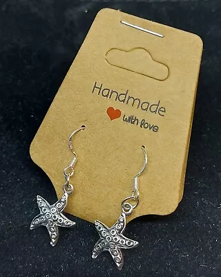 Starfish Charm Pendant Earrings Silver Plated 30mm Fishhook Boho Fashion • £3.99