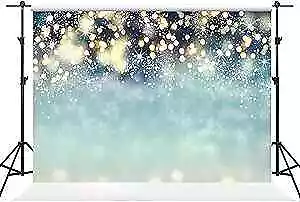  Bokeh Dots With Snowflakes Photo Backdrops Christmas Blue Glitter 10×10ft • $176.09