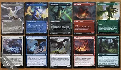 Set Of 10 Borderless & Regular Black Blue Green Red White Dragons *NM* Magic MTG • $4.99