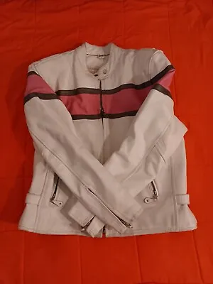 Leather King Jacket Womens Large White Motorcycle Jacket  • $79.20