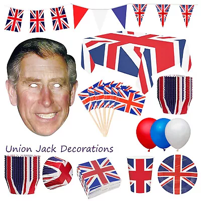 £6.39 • Buy Coronation PARTY TABLEWARE Union Jack Flag Plates Cups Table Cloth Street Decor