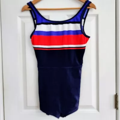 Retro 1990's JANTZEN Bath Suit Red White Blue One Piece Boy Short Bottom Size 14 • $22