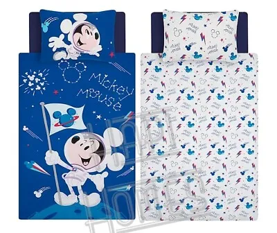 Astronaut Mickey Mouse Easy Care Reversible Single Duvet Cover Kids Bedding Set • £12.99