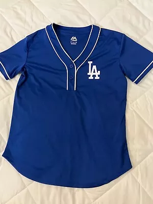 LA Dodgers Shirt Womens Size S  Blue Majestic MLB Baseball Jersey Ladies • $14.99