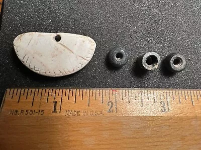 Chumash Jewelry - Clamshell Pendant Three Soapstone Steatite Beads. Very Rare • $150