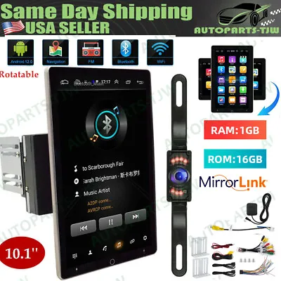 $128.19 • Buy 2DIN Rotatable 10.1'' Android 12 Touch Screen Car Stereo Radio GPS Wifi + Camera