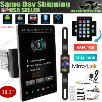 $128.19 • Buy 2DIN Rotatable 10.1'' Android 12 Touch Screen Car Stereo Radio GPS Wifi + Camera