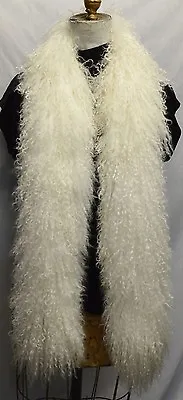 Mongolian Lamb Boa Scarf White Tibetan Fur New  Real Genuine Authentic  • $109.95