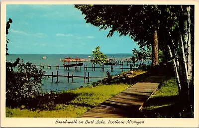 Boardwalk On Burt Lake Northern Michigan MI C1965 Vintage Postcard Q49 • $7.49