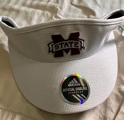 Mississippi State Bulldogs White & Maroon Adidas Team Issued Visor • $20