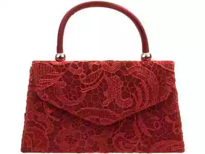 Women Satin Embroidered Clutch Bag Lace Prom Party Top Handle Designer Handbag • £12.90