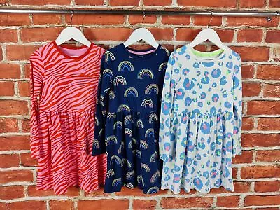 £14.99 • Buy Girls Bundle Age 6-7 Years 100% M&s Long Sleeve Jersey Dress Rainbow Zebra 122cm