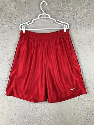 Nike Basketball Mens Mesh Elastic Waist Drawstring Red Athletic Shorts XL 32X9 • $7.49