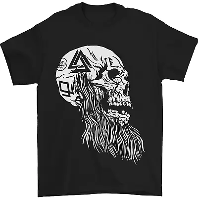 Viking Skull With Beard And Valknut Symbol Mens T-Shirt 100% Cotton • $10.09