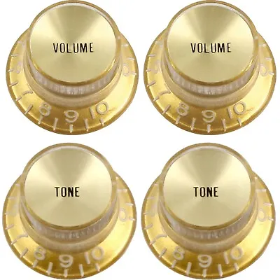 NEW Embossed VOLUME & TONE Knobs For Gibson-Style Top-Hat Insert GOLD Reflector • $14.99