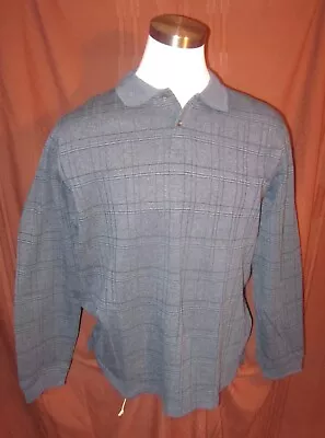 Van Heusen Mens Long-Sleeve Polo Shirt Gray Cotton Blend Size L New Reg $50 • $16