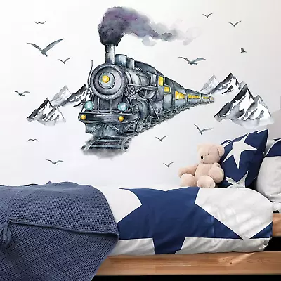 Train Wall Decals Steam Engine Train Wall Stickers For Nursery BedroomTank Engi • $18.60