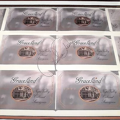 Priscilla Presley Signed Framed Graceland First Vintage Napa Wine Labels 1993 • $150