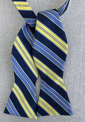 PenSee Handmade Silk Bow Tie Blue Yellow Stripe Self-Tie Adjustable 2.5  • $18