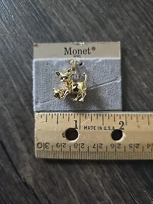 Vintage Monet 3D Kitty Cat Playing With Ball Charm Pendant (1970) Green Eyes • $16.99