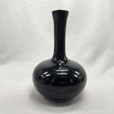 Vintage MCM Art Pottery Bulb Vase.... Black • $19.60