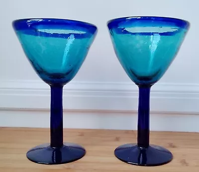 Hand Blown Art Glass Martini Glasses X2. • $5