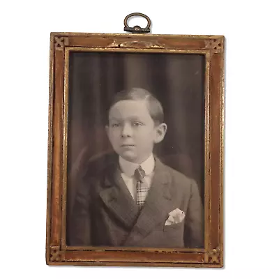 Portrait Photo Of A Dapper Young Man In Suit Gold Art Deco Frame 6x4.5  Antique • $19.36