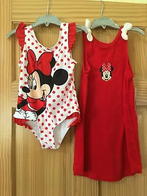 NWT Disney Minnie Mouse Deluxe Swimsuit Cover Up 2 Pc UPF 50+ Red Girls • $17.99