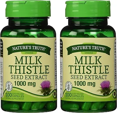 2 Pack MILK THISTLE Extract 1000 Mg High Potency 200 Caps (2x100) Liver Non-GM0 • $19.70