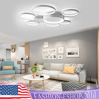 Modern LED Ceiling Light Chandelier Dimmable Pendant Lamp Fixture W/Remote • $70.58