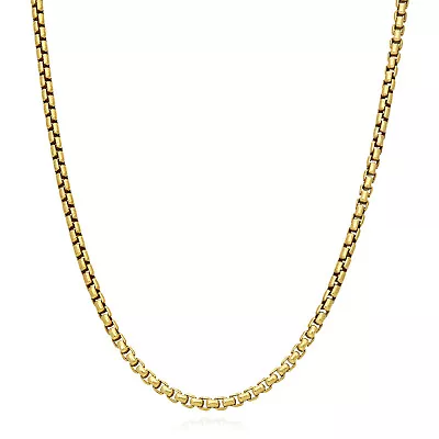 18K Yellow Gold Over Silver 3mm Round Box Chain Necklace 18 -24  • $121