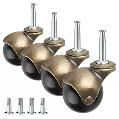 2  Ball Caster Wheels Casters Set Of 4 Brass Vintage Antique Casters 5/16  X... • $24.38