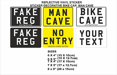 Reflective Vinyl Sticker Decal Decorative Number Plate Style. Fake Reg Bike • £7.99