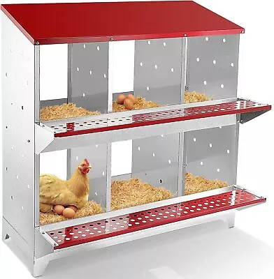 Chicken Nesting Box 6 Large Vented Holes Metal Poultry Nest Chicken Brooding Box • $154.21