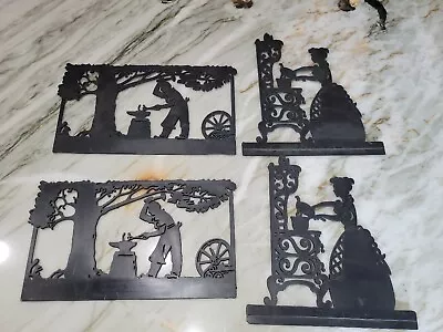 Vintage SILHOUETTE  Lot Lady Cooking Man Making Horseshoes Silhouette Lot Of 4 • $6.77