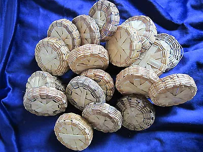 $6.99 • Buy Lot Of 19 Natural Brown Wicker Basket Trays Flats Lids Crafts Easter Decor  