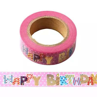 Pink Happy Birthday Washi Tape Multi Colour Letters And Gold Foil Embossing  • £3.74