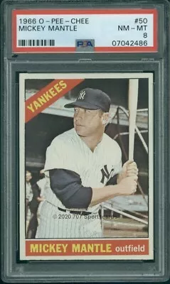 1966 O-Pee-Chee 50 Mickey Mantle PSA 8 (2486) • $7500