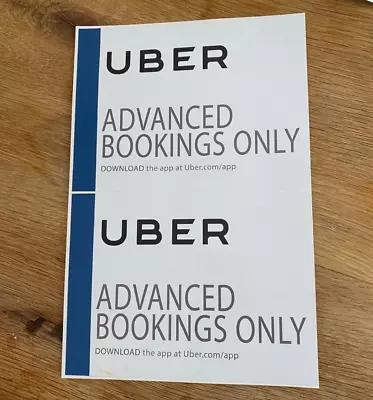 2 X Taxi Advance Booking Only Stickers Signs Car Van MOTORWAY Signage 200x150mm • £7