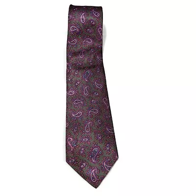 Van Heusen Silk Mens Slim Tie Purple Paisley Pattern Polyester Neck Tie 58  • $5.99