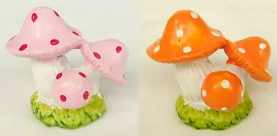 2pcs Mushroom Toadstool Red Pink Green Fairy Garden Terrarium Figurine Decor Toy • $7.27