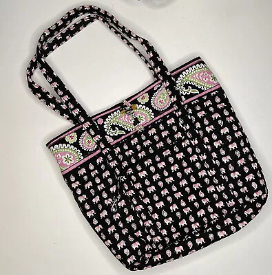 Vera Bradley Retired Pink Elephant Tote Large W Zip. Pockets • $49.99