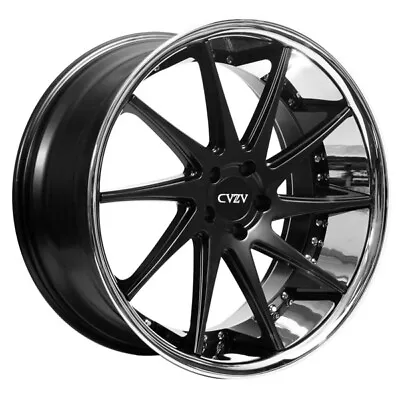 (4) 20  Staggered Azad Wheels AZ23 Semi Matte Black With Chrome Lip Rims (B45) • $2020