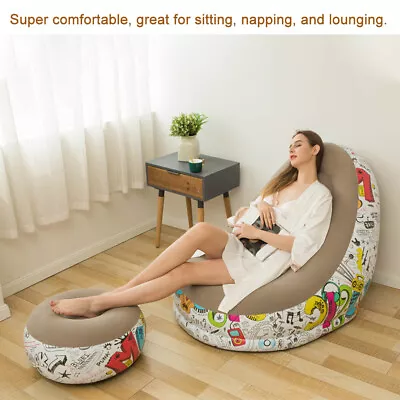Air Inflatable Bean Bag Chair Set Portable Couch Lounge Outdoor Seats Lazy Sofa • $87.10