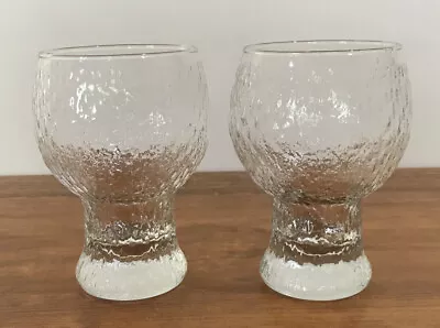 2 Vintage Festive Crown Corning Icy Bark Texture Glasses - 450ml • $25