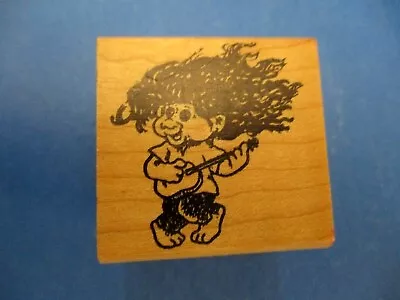  TROLL ROCK N ROLL MUSICIAN HAMPTON ART STAMPS RUBBER STAMP WOOD MTD RARE VTG • $4.95