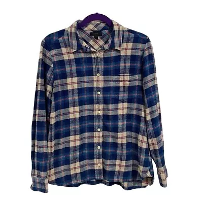 J. Crew Shrunken Boy Flannel Plaid Shirt Women's Size 10 • $23