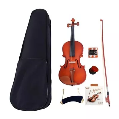 Glarry GV101 1/2 Acoustic Matt Violin Case Bow Rosin Strings Shoulder Rest Tuner • $52.64